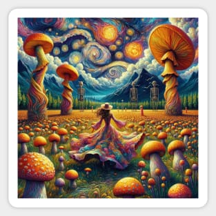 Mushroom Mandala Dancing Girl Sticker